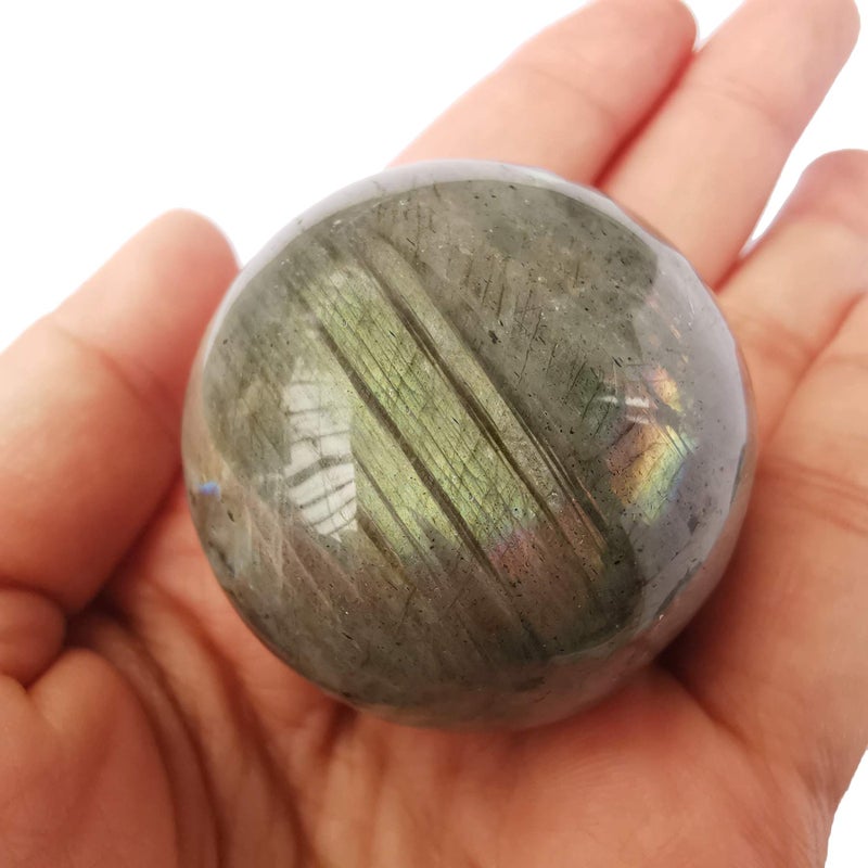 Loveliome 40 mm Moonstone Healing Crystal Ball, Home Decoration Fengshui Divination Sphere with Wood Stand - Image 2